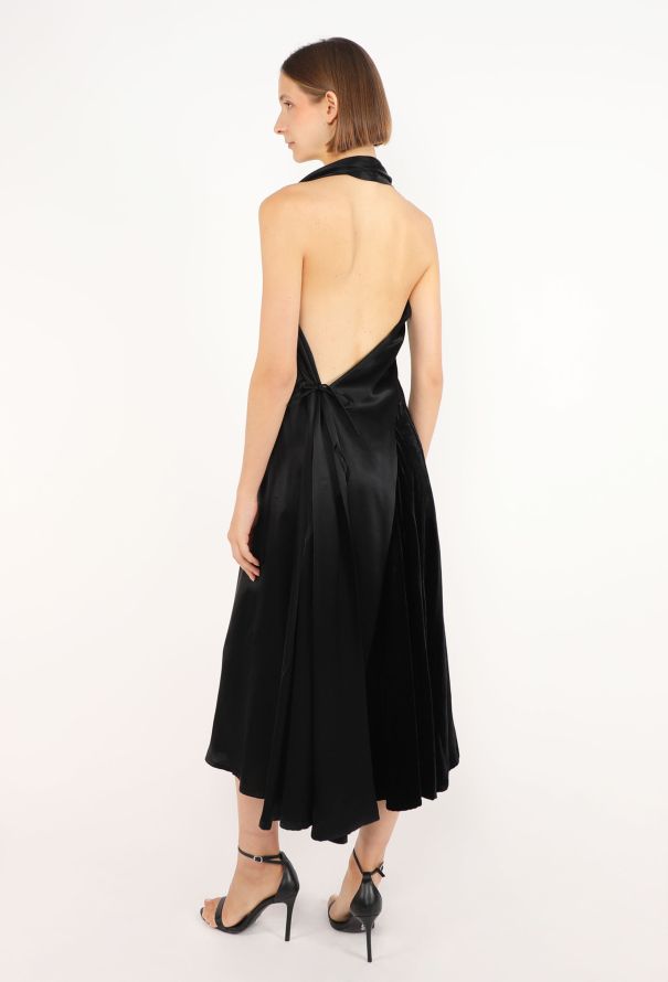 Yohji Yamamoto Open-Back Charmeuse Halter Dress - 1
