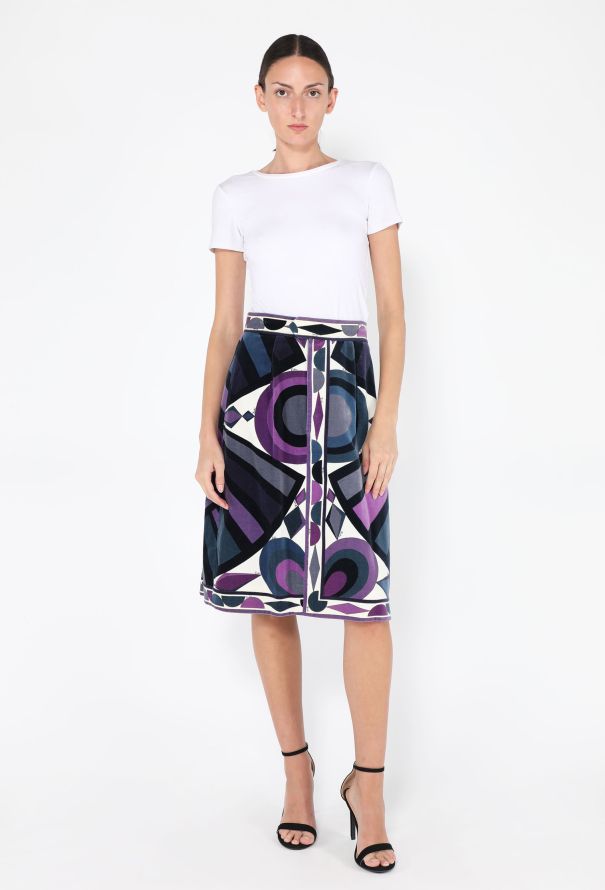 Emilio Pucci Printed Velvet Skirt, 1970s - 2