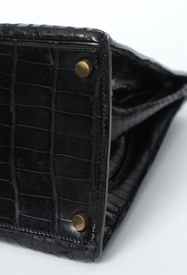 Hermès Rare 1970  Black Porosus Kelly Sellier 35 - 9