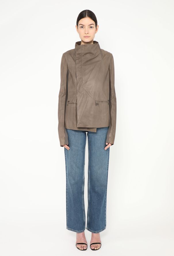 Rick Owens Asymmetrical Calfskin Jacket - 3
