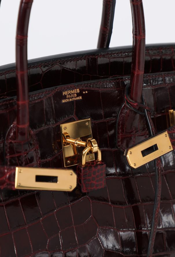 Hermès Exquisite Shiny Bordeaux Niloticus Birkin 30 - 13 Hermès Exquisite Shiny Bordeaux Niloticus Birkin 30 - 13