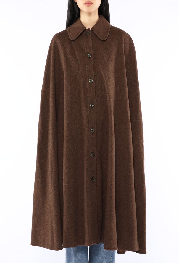 Saint Laurent Woven Wool Twill Cape, 1970s - 3