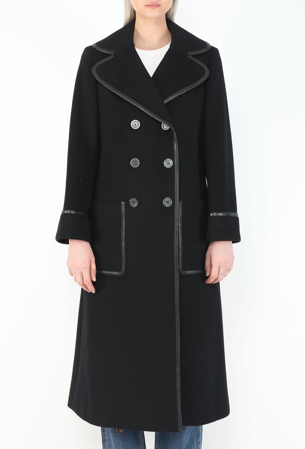 Hermès '70s Tailored Leather Trim Coat - 3