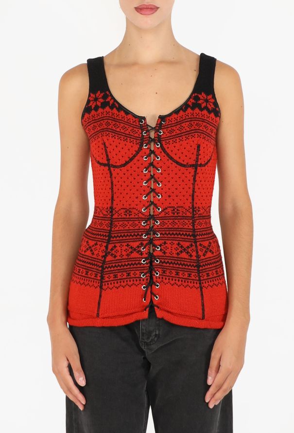 Jean Paul Gaultier Intarsia Knit Lace-Up Top, F/W 1992 - 3