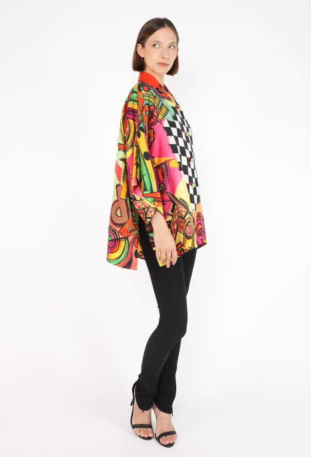 Gianni Versace Pop-Art Graphic Silk Blouse, S/S 1991 - 4