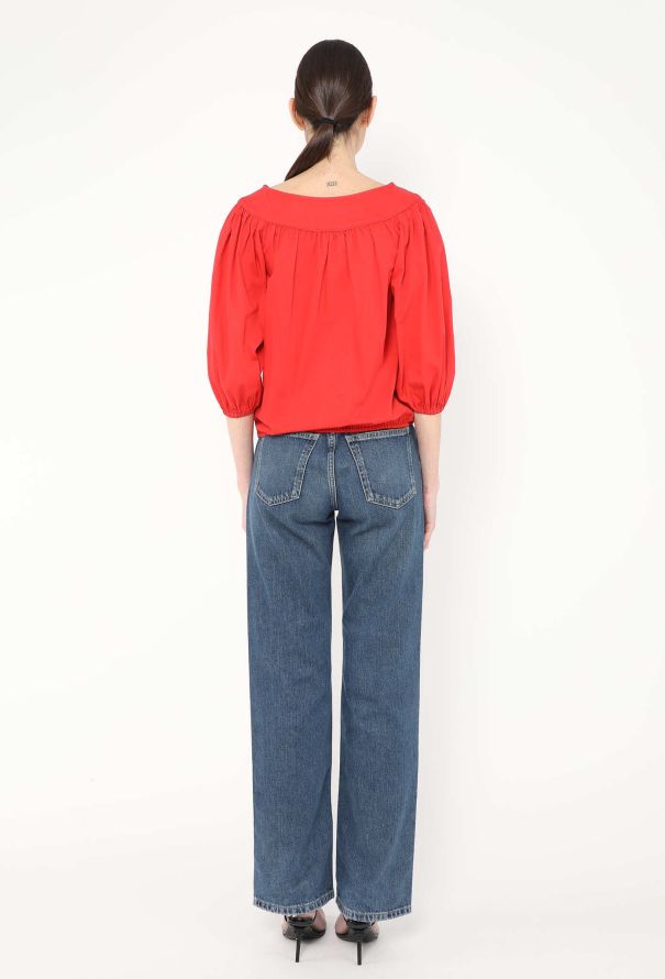Saint Laurent 1982 Ruched Cotton Peasant Top - 4 Saint Laurent 1982 Ruched Cotton Peasant Top - 4