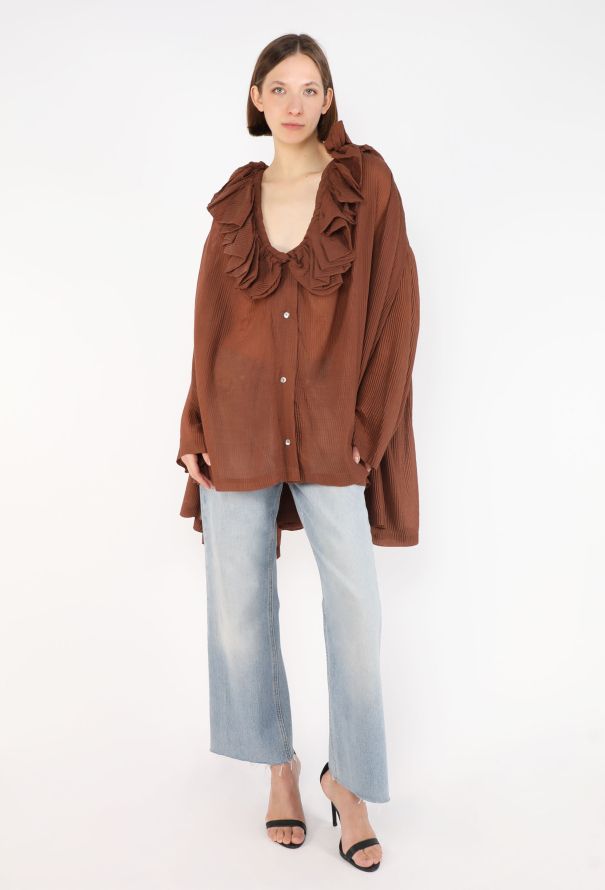 Romeo Gigli Ruffled Trim Cotton Tunic, F/W 1990 - 4