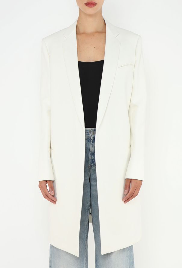 Céline White Grain de Poudre Crombie Coat - 2 Céline White Grain de Poudre Crombie Coat - 2