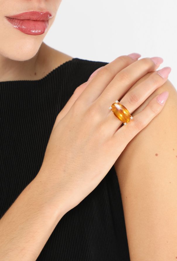 Van Cleef & Arpels Vintage 18k Yellow Gold, Citrine & Diamond Ring - 2