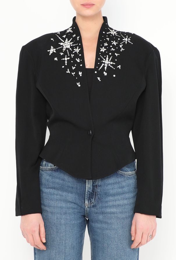 Thierry Mugler 1985 Strass Appliqué Peplum Jacket - 1