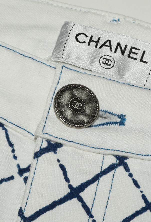 Chanel 2018 Quilted Velvet Trim Jeans - 6