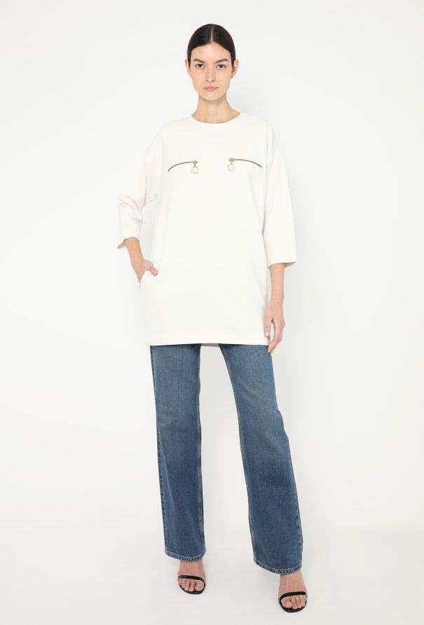 Céline 2010 Zipped White Tunic Top - 2 Céline 2010 Zipped White Tunic Top - 2