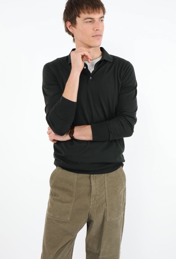 Loro Piana Forest Green Wool Polo - 2