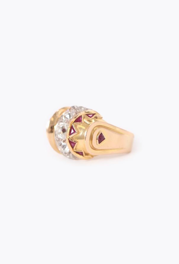 Vintage Fine Jewelry 18k Yellow Gold, Diamond & Ruby Ring - 3 Vintage Fine Jewelry 18k Yellow Gold, Diamond & Ruby Ring - 3