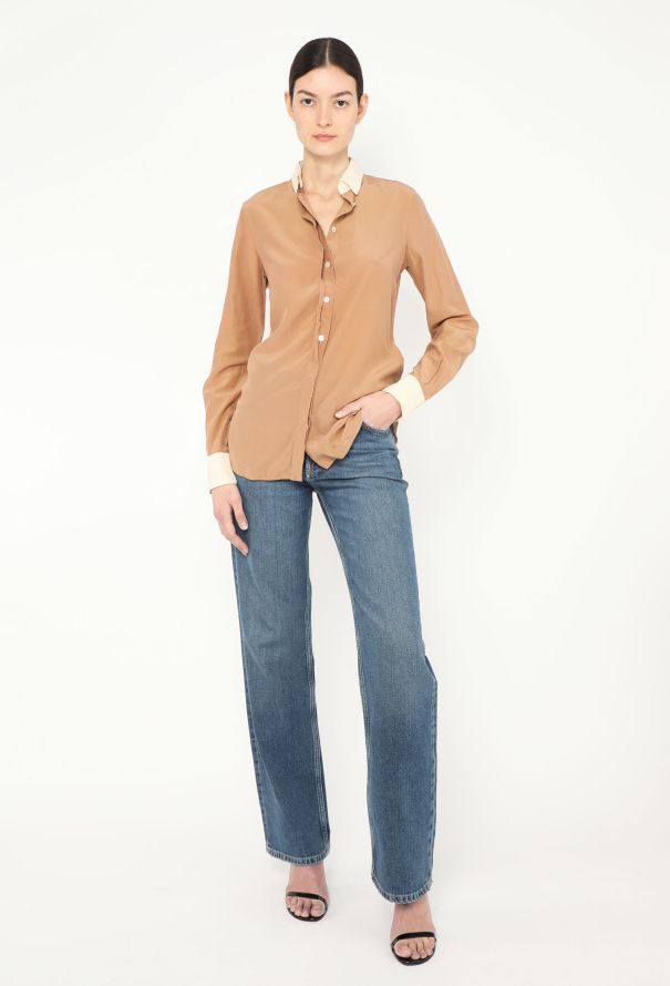 Céline Classic Bicolor Silk Blouse - 4