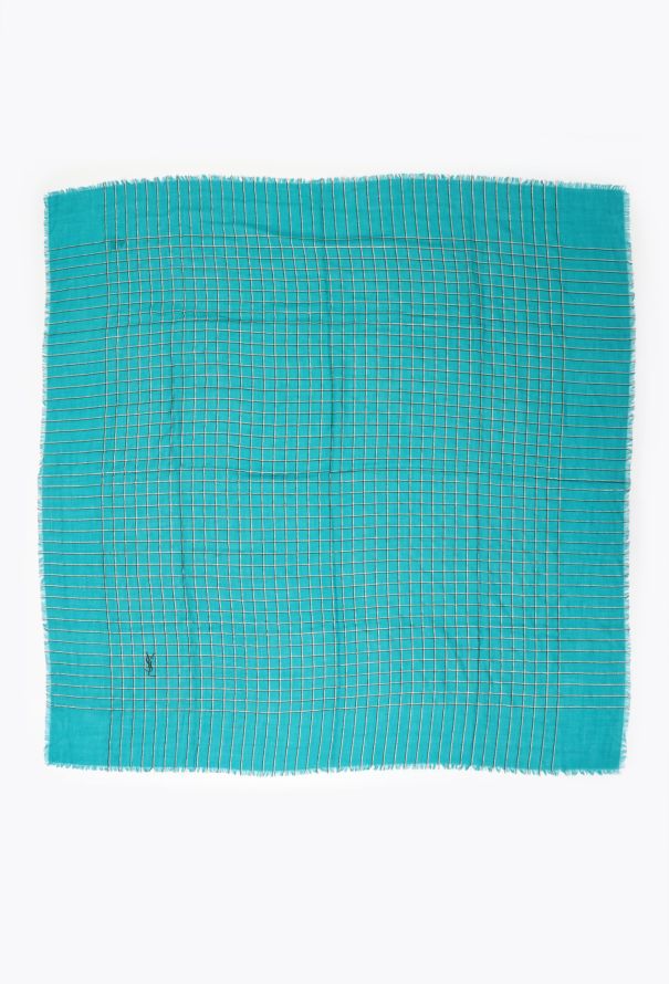 Saint Laurent Vintage Checkered Lamé Scarf - 3 Saint Laurent Vintage Checkered Lamé Scarf - 3