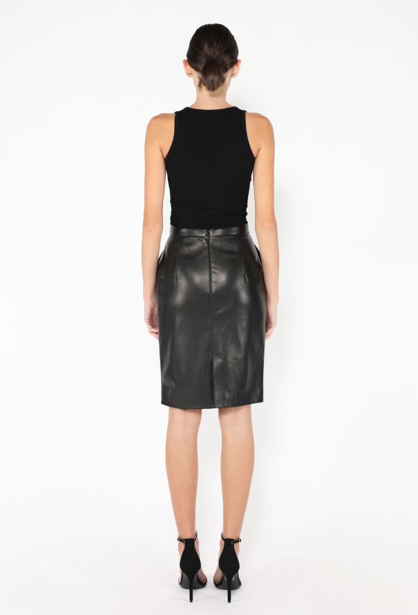 Saint Laurent 2024 Lambskin Pencil Skirt - 4