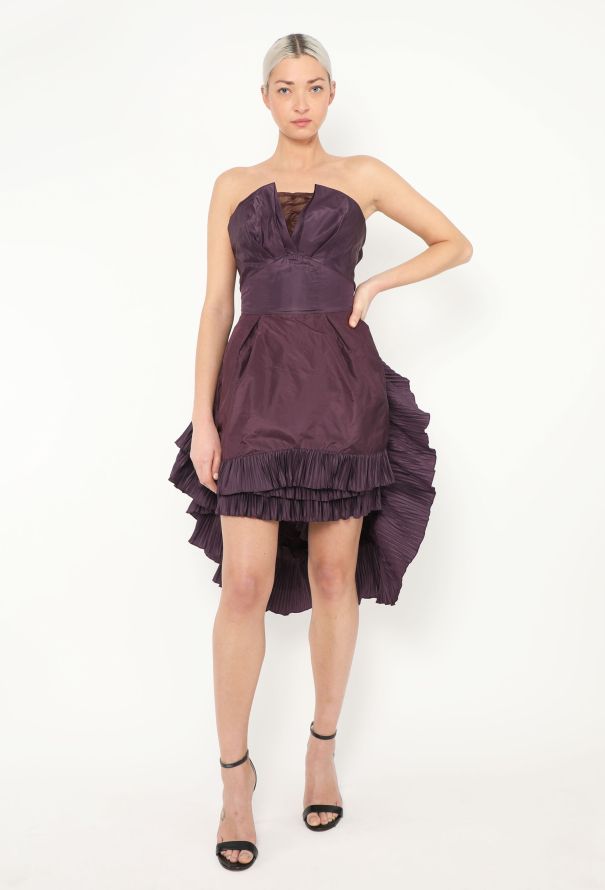Saint Laurent Ruffled Taffeta Bustier Dress - 4