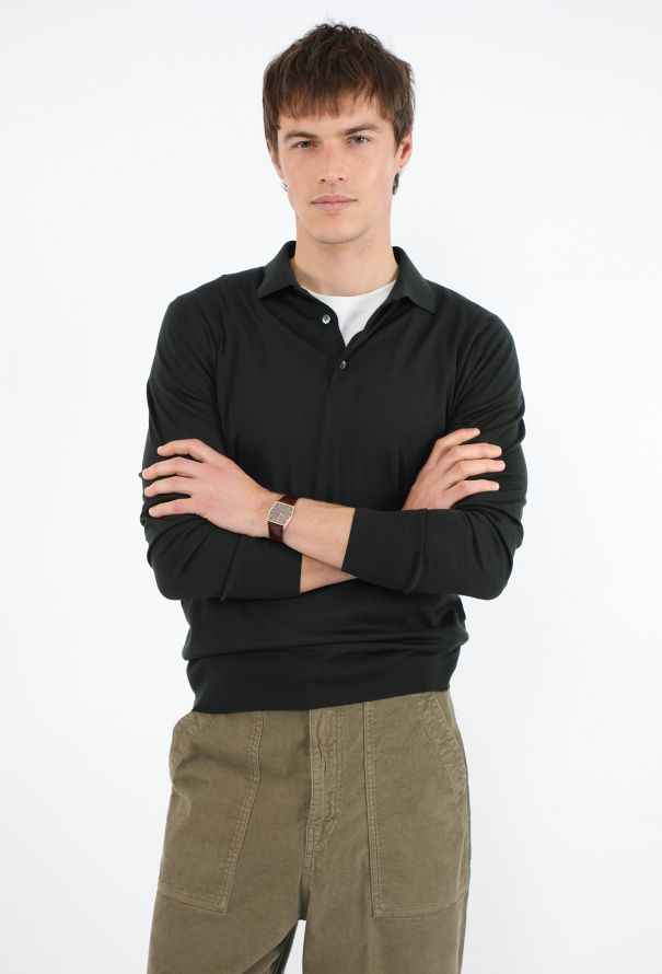 Loro Piana Forest Green Wool Polo - 1