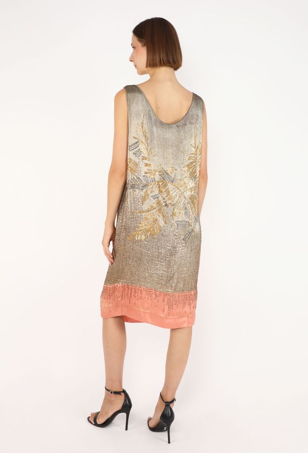 Antique Hand-Embellished Lamé Flapper Dress, 1920s - 5