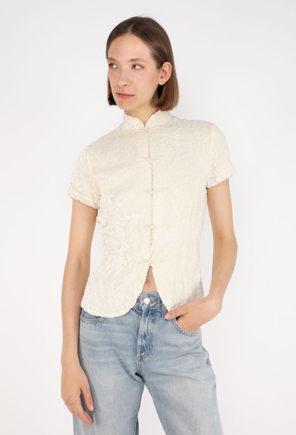 Shanghai Tang Velvet Devoré Top, 1990s - 2