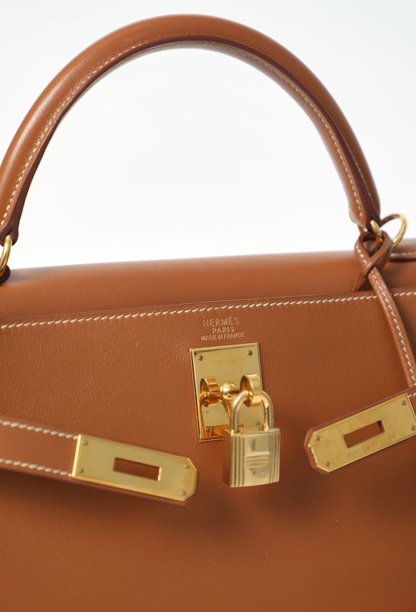 Hermès Rare Vintage Gold Chamonix Kelly Retourné 32 - 15