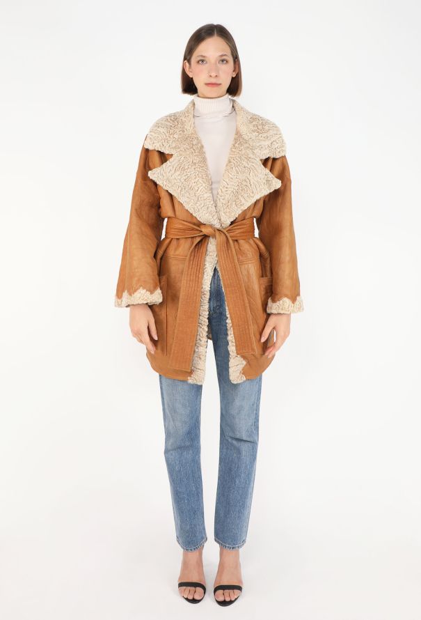 Dior Vintage Belted Shearling Coat - 2