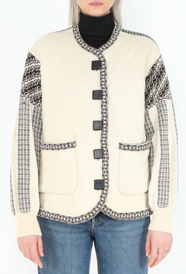 Saint Laurent Early '90s Quilted Intarsia Cardigan - 1