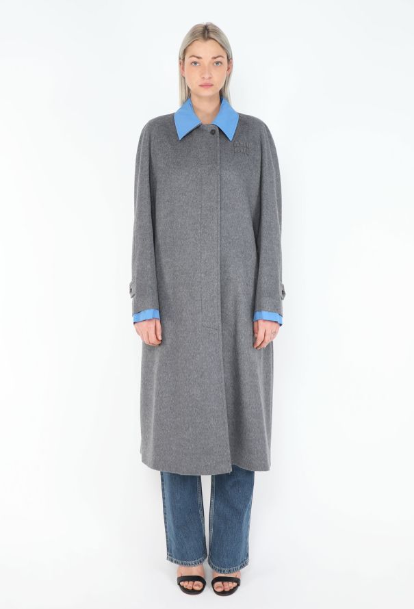 Miu Miu 2024 Felted Cotton Trim Coat - 2