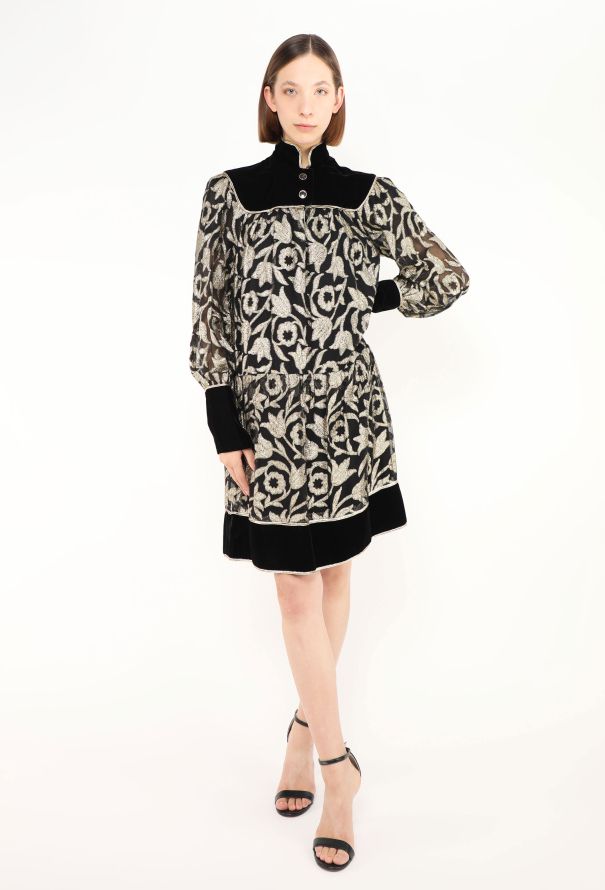 Saint Laurent COLLECTOR 1976 Russian Velours Lamé Dress - 1 Saint Laurent COLLECTOR 1976 Russian Velours Lamé Dress - 1