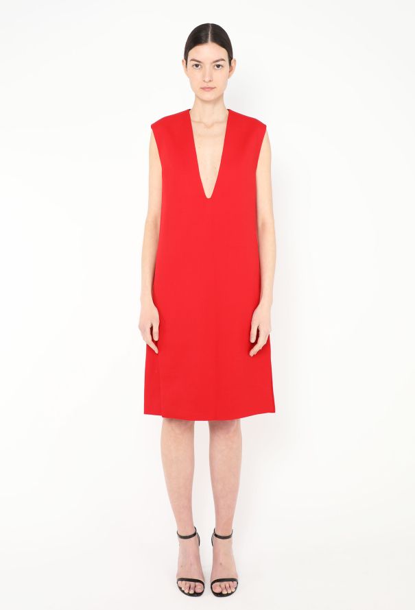Céline Plunging Twill Shift Dress - 1