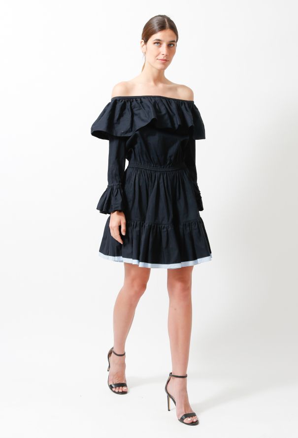 Saint Laurent Vintage Off-Shoulder Ruffled Peasant Dress - 2 Saint Laurent Vintage Off-Shoulder Ruffled Peasant Dress - 2