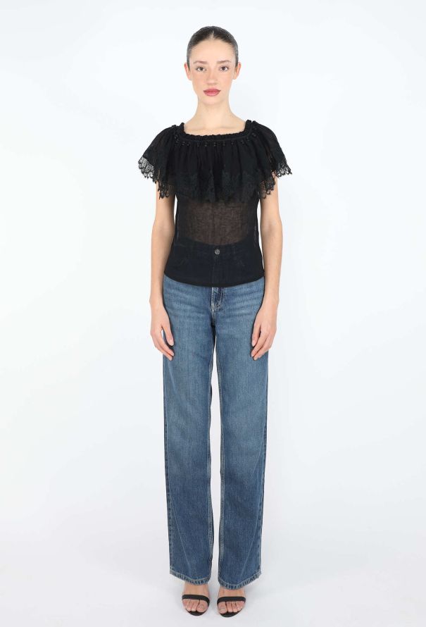 Saint Laurent S/S 1977 Chantilly Carmen Blouse - 4