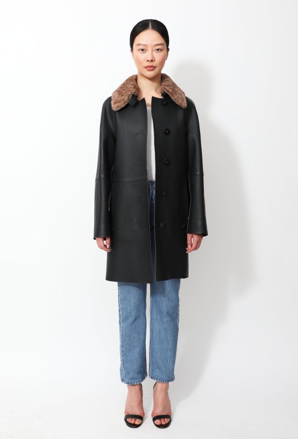 Louis Vuitton F/W 2014 Shearling Collar Rubber Coat - 4 Louis Vuitton F/W 2014 Shearling Collar Rubber Coat - 4