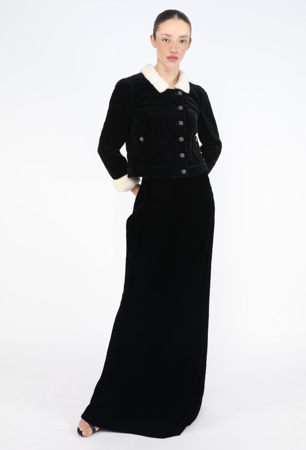 Chanel Velvet Hermine Fur Gripoix Jacket - 5