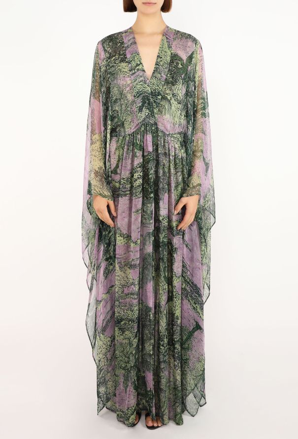 Saint Laurent Printed Chiffon Kaftan Dress, 1991 - 3