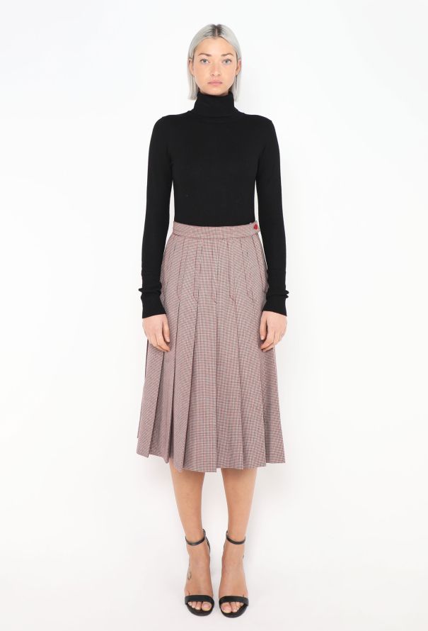 Valentino 1973 Houndstooth Pleated Skirt - 4
