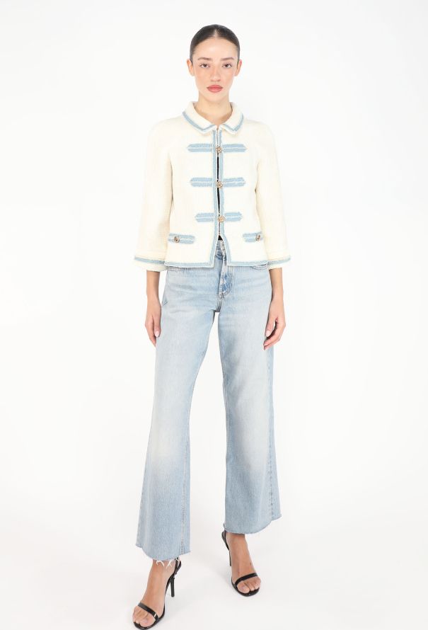 Chanel Spring 2007 Denim Trim Tweed Jacket - 3