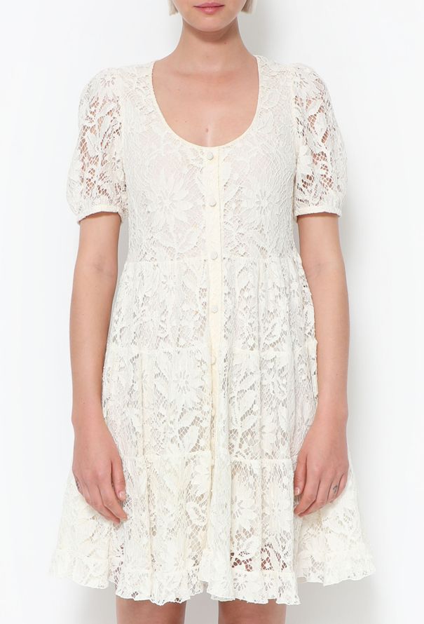 Saint Laurent S/S 2016 Ruffled Lace Dress - 3