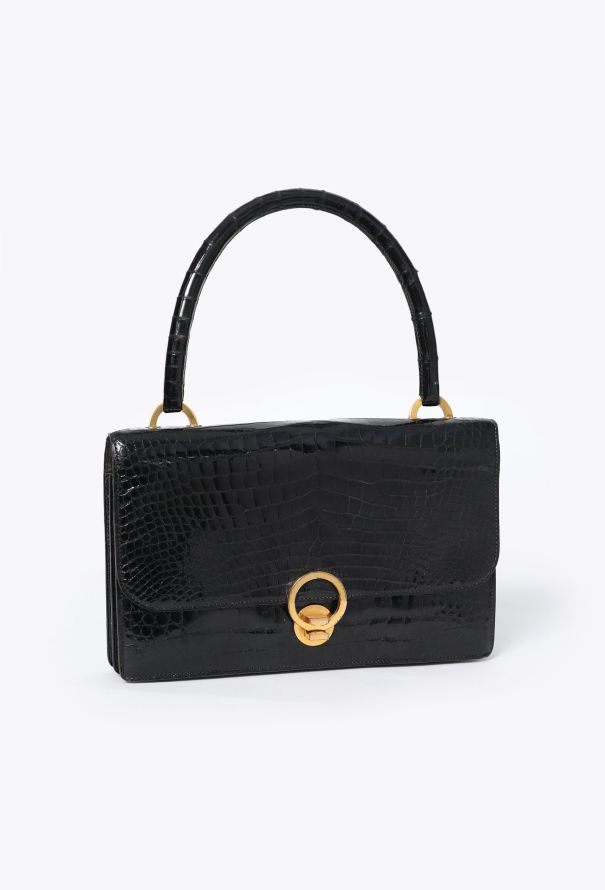 Hermès Vintage Black Porosus Ring Bag - 2