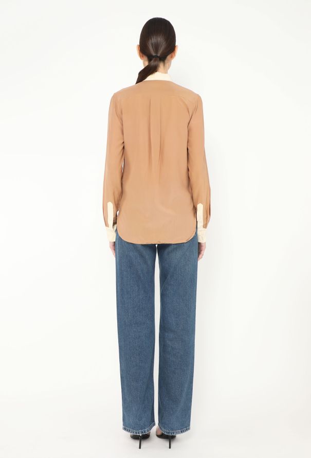 Céline Classic Bicolor Silk Blouse - 5
