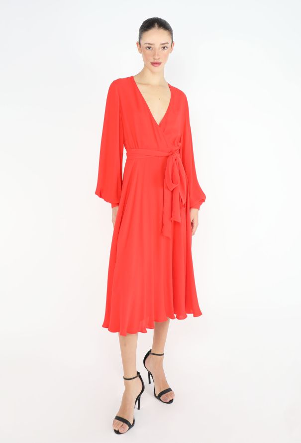 Valentino Classic Belted Silk A-Line Dress - 4