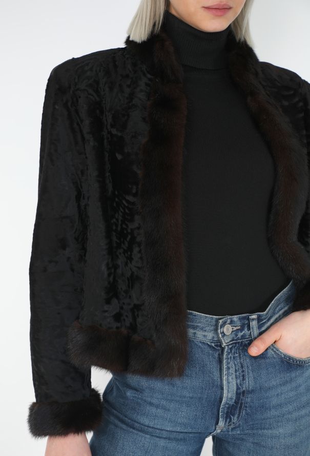 Saint Laurent ULTRA RARE Late '70s Astrakhan Fur Jacket - 4