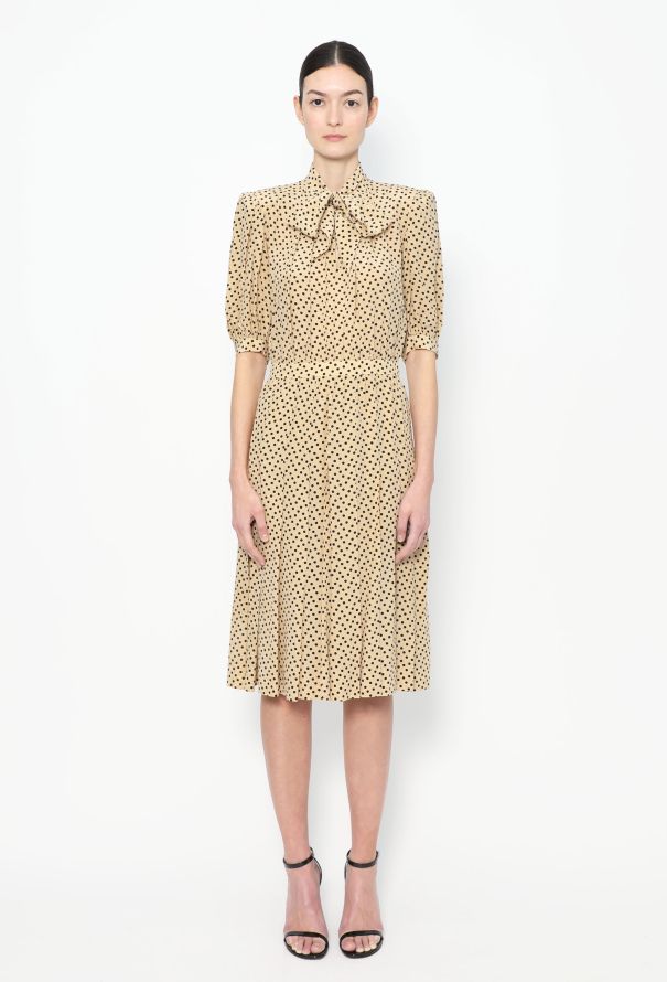 Saint Laurent Early '70s Dotted Lavallière Dress - 1