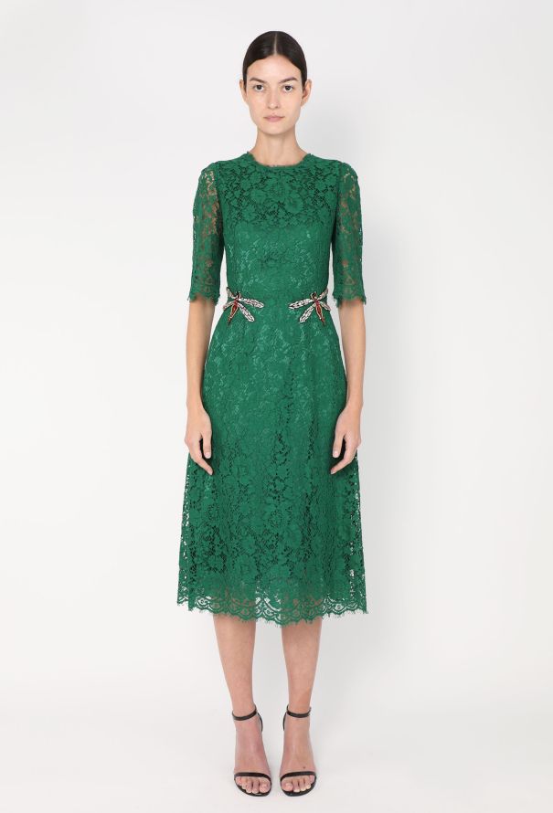 Dolce & Gabbana Dragonfly Embellished Lace Dress - 1