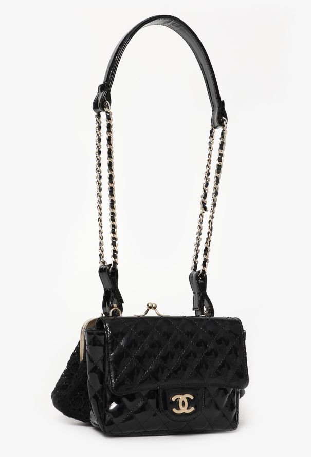 Chanel S/S 2010 Patent & Lace Mini Double Bag - 3