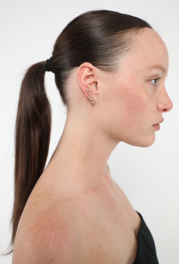 Modern Fine Jewelry Rosa de la Cruz 18k Yellow Gold & Diamond Star Earrings - 2