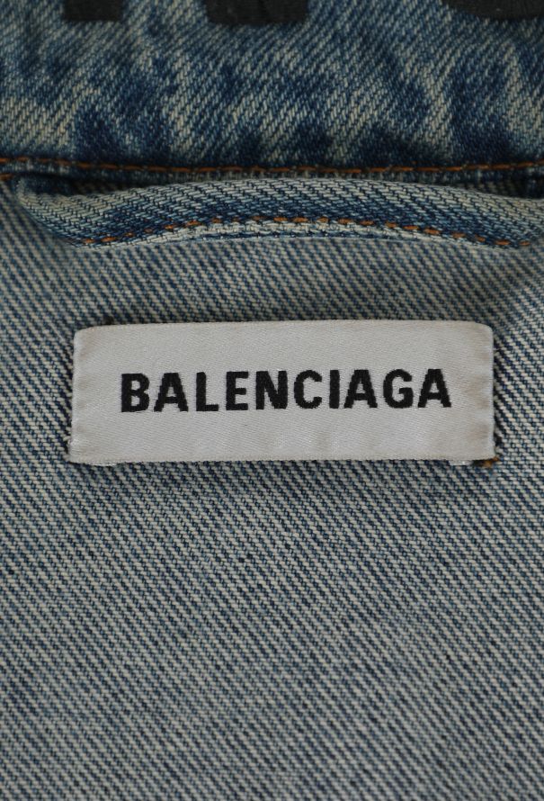 Balenciaga Distressed Logo Denim Jacket - 6
