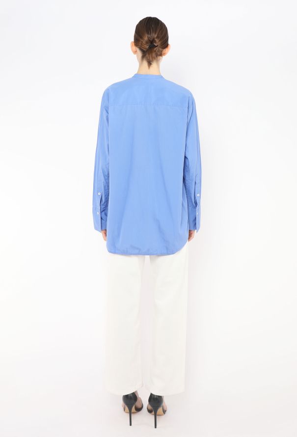 Céline Blue Collarless Cotton Tunic - 4