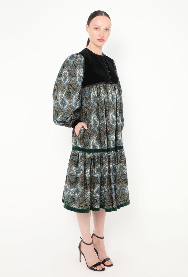 Saint Laurent Collector F/W 1977 Paisley Velvet Russian Dress - 4 Saint Laurent Collector F/W 1977 Paisley Velvet Russian Dress - 4
